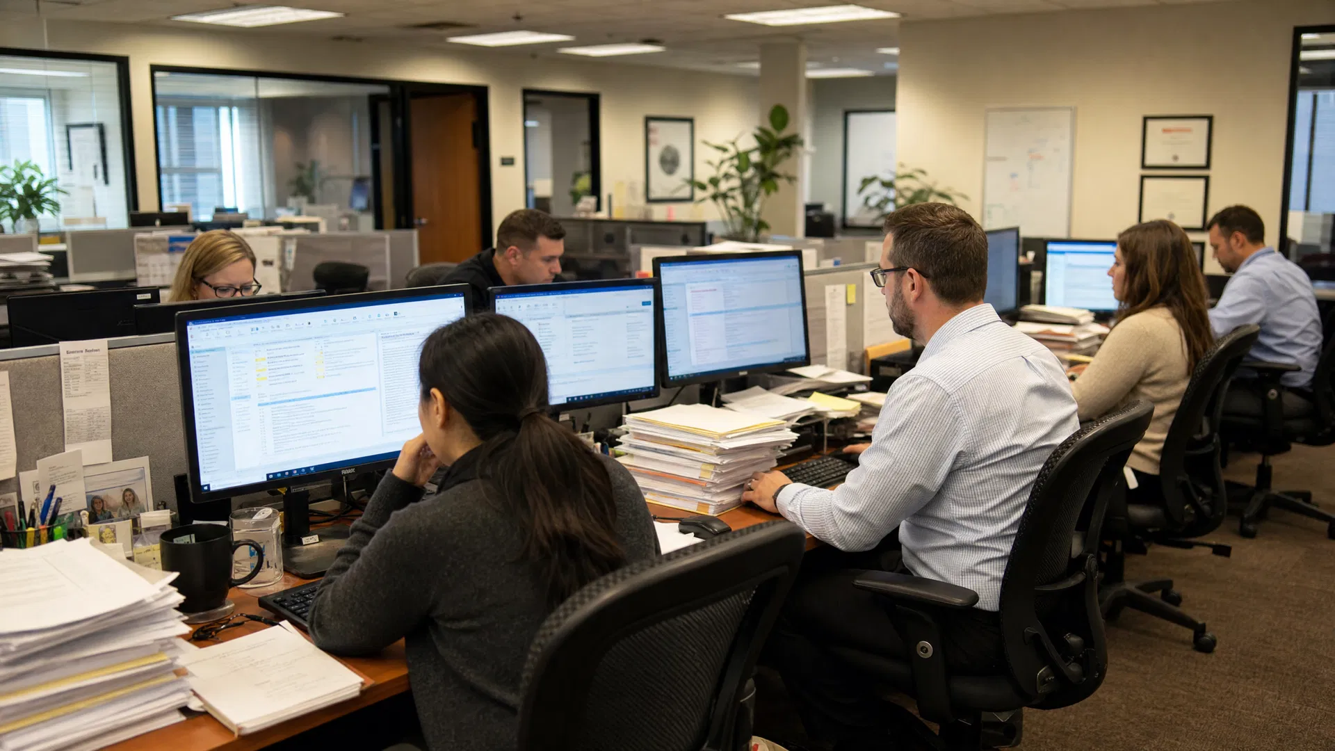 Team of 6 staff manually processing emails